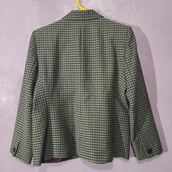 Vintage Petite Sophisticate Plaid 100% Wool Blazer Jacket Fitted Women's 12 - Picture 7 of 10